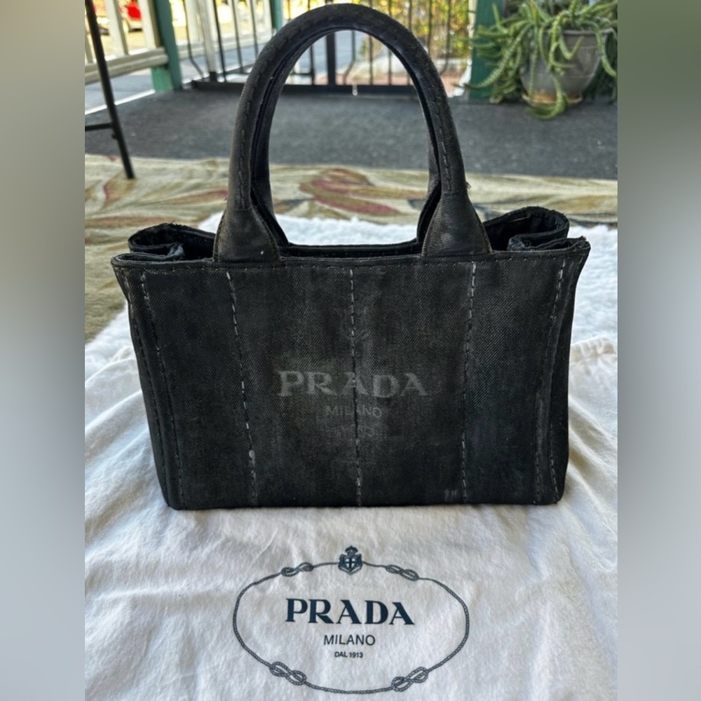 Prada Black Canvas Tote Bag